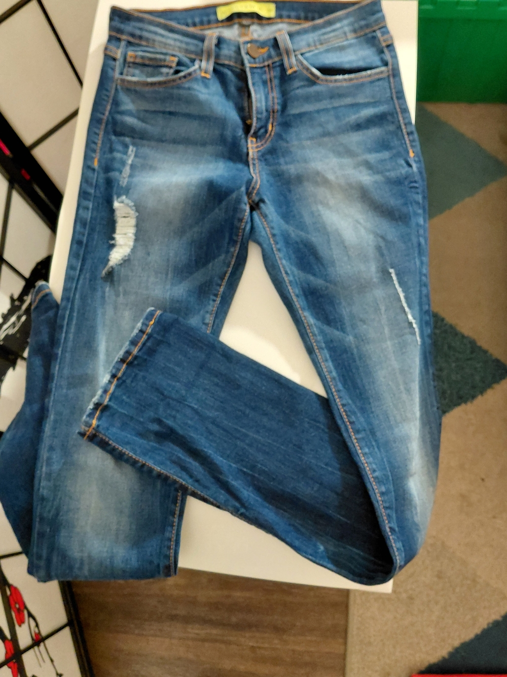Straight Leg Women's Blue Distressed Jeans